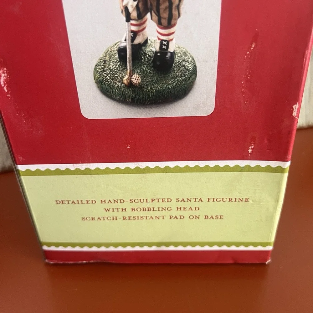 Vintage 2002‎ Golfing Bobble-Head Santa Hand-Sculpted Figurine